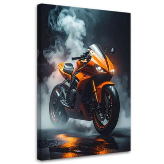 Feeby Cuadro En Lienzo, Motociclista Naranja, 80x120