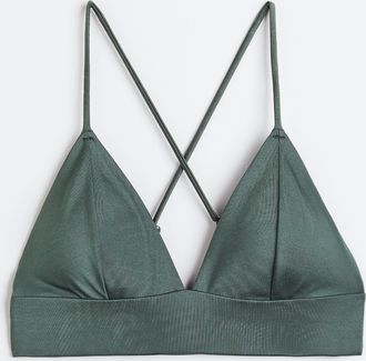 H&M Wattiertes Bikinitop - Green