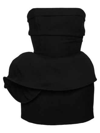 Magda Butrym Neutrals Strapless Draped Peplum Mini Dress