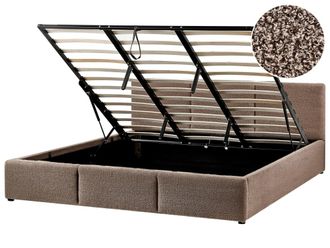 Beliani Cama matrimonial de tejido beige 180x200