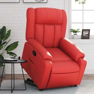 vidaXL Sill&oacute;n Reclinable Elevable Cuero Artificial Rojo Vidaxl