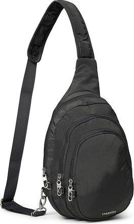 Baggallini Securtex Anti-Theft Triple Zip Sling Handbags Charcoal, Nylon/Polyester