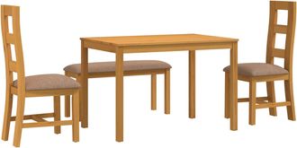 vidaXL Conjunto De Comedor 4 Uds. Gris Madera De Roble S&oacute;lido Vidaxl