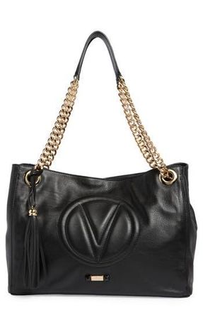 Mario Valentino Verra Signature Leather Tote Bag in Black at Nordstrom Rack