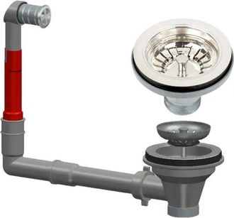 Lira Piletta per lavello in pvd nichel lucido con cestello, per foro da 90 mm, troppopieno rotondo