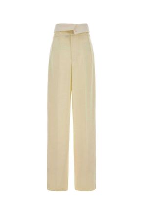 Carven Womens Cream Gabardine Orchid&atilde;&uml; Pant Ecru Exterior: Lyocell Viscose Pantaloni Trousers