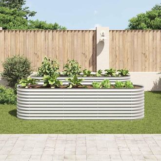 Berkfield Home Garden Raised Bed 320x80x81 cm Galvanised Steel Silver | Size: 320 x 80 x 81 cm
