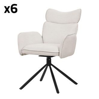 ML Design Set de 6 Sillas de comedor giratorias 360&deg; beige con reposabrazos