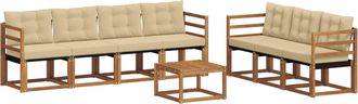 vidaXL Conjunto De Sof&aacute;s De Exterior 8 Uds. Natural Y Beige Vidaxl