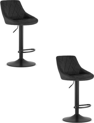 OEM Taburete Kast - Terciopelo Negro / Base Negra X 2