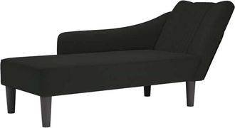 vidaXL Chaise Longue Con Reposabrazos Derecho Terciopelo Negro Vidaxl