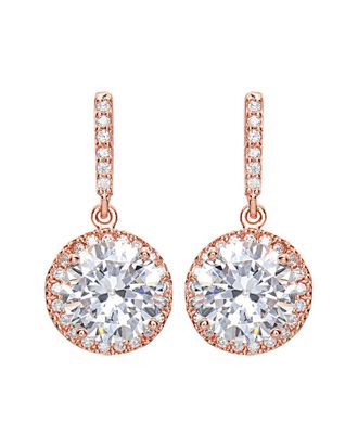 Genevive 14K Rose Gold Vermeil Cz Drop Earrings