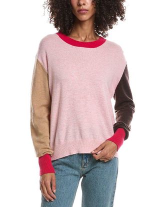 Brodie Color Block Crewneck Cashmere Sweater