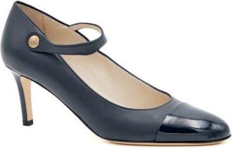 Amalfi By Rangoni Lilli Ankle Strap Cap Toe Pump in Blue Pavone Parm Night Vernice at Nordstrom, Size 7.5