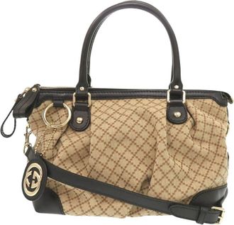 Gucci Pre-owned Gucci Diamante Canvas Sukey Satchel Ladies XUOQFP92EW4ZND0S