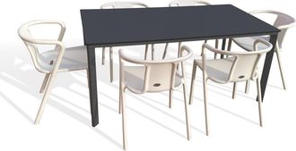 DCB Garden Conjunto de comedor de jard&iacute;n 6 plazas de aluminio lacado