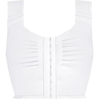 Amoena Lymph Flow Long Wire-Free Front Closure Bra in White at Nordstrom, Size Small