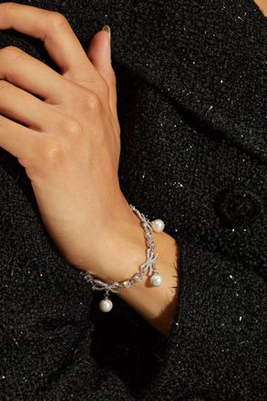 Self Portrait Bracelet With Shimmering Crystals, Womens, Silver