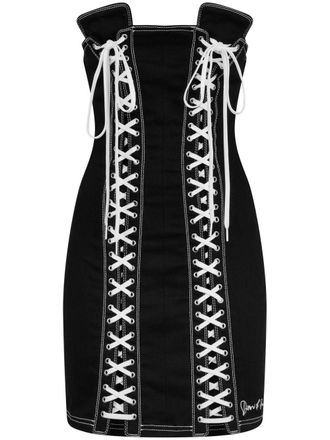 Dsquared2 Jurk met denim korset - Zwart