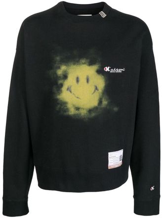 Miharayasuhiro Smiley Face long-sleeve sweater - men - Cotton - 44 - Black