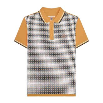 Lambretta Heren SS24 Houndstooth Poloshirt (Mosterd)