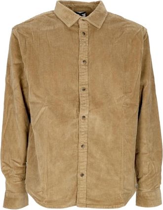 Element Velvet Tree Icon Cord Shirt Khaki - Heren - Casual Overhemden - Groen - XL - Katoen - Overhemden
