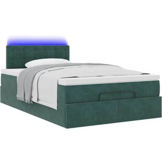 vidaXL Cama Otomana Con Colch&oacute;n&led Terciopelo Verde Oscuro 120x190cm Vidaxl