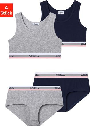 Buffalo Set: Bustier BUFFALO, Damen, Gr. 146/152, N-Gr, blau (grau, navy), Obermaterial: 95% Baumwolle, 5% Elasthan, unifarben, k&ouml;rpernah, BH-Sets Set: Bustie