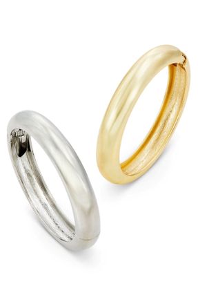 Savvy Cie Jewels GOLD AND RHODIUM PLATED OVER BRASS DUO BANGLE SET BRACELET