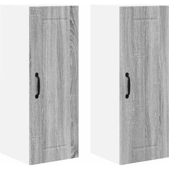 vidaXL Kitchen Cabinet with Shelf 2 pcs Grey Sonoma 30 x 31 x 80 cm vidaXL