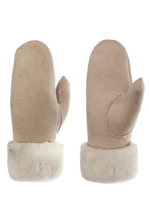 Pearlwood Lederhandschuhe PEARLWOOD FIONA, Damen, Gr. 6,5, beige (sand), Schafsleder, unifarben, Handschuhe Lederhandschuhe, Velourleder, Fausthandschuh, warm g