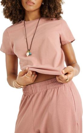 Vitamin A Coast Fitted Cotton T-Shirt in Desert Rose at Nordstrom, Size X-Small