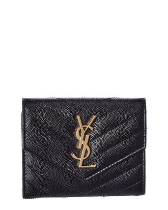 Saint Laurent Monogram Matelasse Leather Trifold Compact Wallet