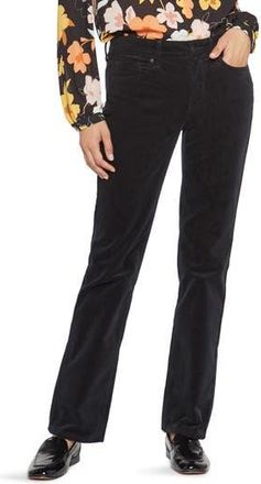NYDJ Marilyn Corduroy Straight Leg Pants in Black at Nordstrom Rack, Size 12