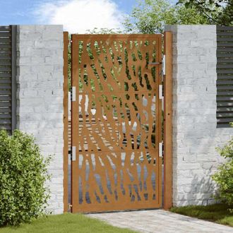 vidaXL Puerta De Jard&iacute;n 105x155 Cm De Acero Corten Con Dise&ntilde;o De Trazos Vidaxl