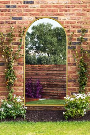 MirrorOutlet Gold Framed Arched Garden Wall Mirror 71 X 35 (180CM X 90CM) | Size: 1 Pack