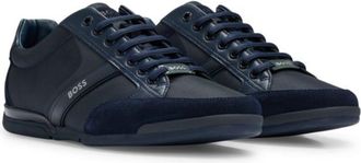 BOSS Mixed-material trainers with suede and faux leather