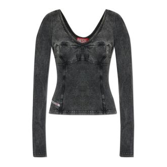 Diesel Long Sleeve Tops, female, Gray, Size: 2XS Top T-Elin