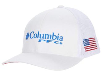 Columbia PFG Meshtm Ballcap Caps White/Vivid Blue/USA Flag : LG/XL (6 3/4-7 1/2), Cotton/Polyester/Spandex