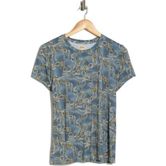L'agence Ressi Chain Print Short Sleeve Top in Silver Blue/Slv Good Luck Chn at Nordstrom Rack, Size Xx-Large