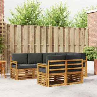 vidaXL Vidaxl Set Di Divani Da Esterno 7 Pz Naturale E Antracite Poliestere
