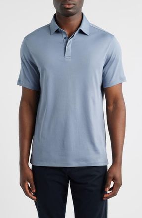 Robert Barakett Georgia Solid Pima Cotton Polo in Metallic at Nordstrom, Size Xx-Large