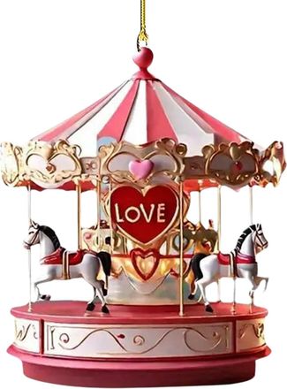 Generic Acrylic Carousel Keychain - Cute Love Pendant Keyring | Safe & Odorless Accessory | Keychain For Bags, Backpacks, Car Keys & Phones | Decorative Mini 