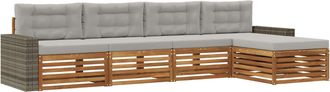 vidaXL Conjunto De Sof&aacute;s De Exterior 5 Uds. Natural Y Gris Claro Vidaxl