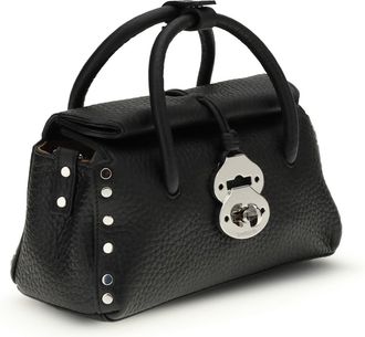 Zanellato Womens Dotta Centauro Baby Handbag Black Nero Calf Leather Bos Taurus Handbags Hand Bags