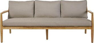 Maisons du monde Sof&aacute; de jard&iacute;n de 3 plazas de acacia maciza y cojines color topo