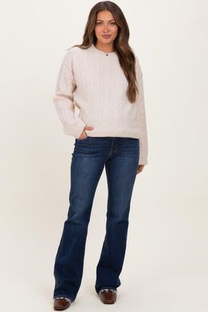 Pinkblush Dark Wash Frayed Hem Maternity Bootcut Jeans in Navy Blue at Nordstrom, Size 27 29