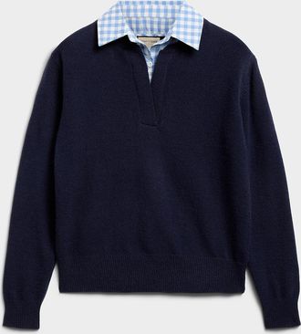 Contemporaine Womens Gingham pattern fooler sweater