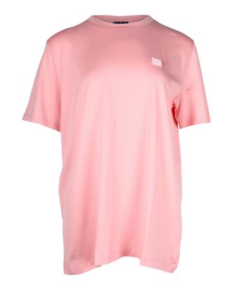 Acne Studios Face Patch T-Shirt in Pink Cotton
