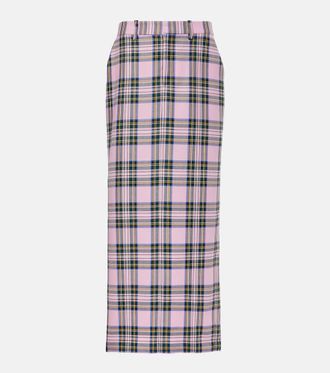 Area Plaid wool midi skirt